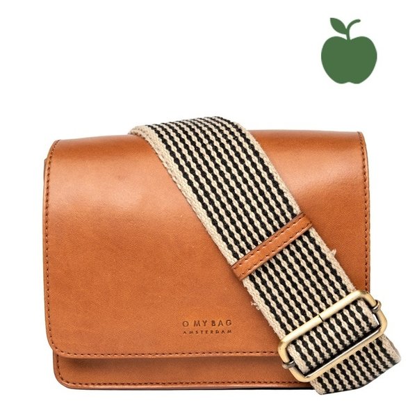 O MY BAG Audrey Mini Cognac Apple Leather - Checkered Strap