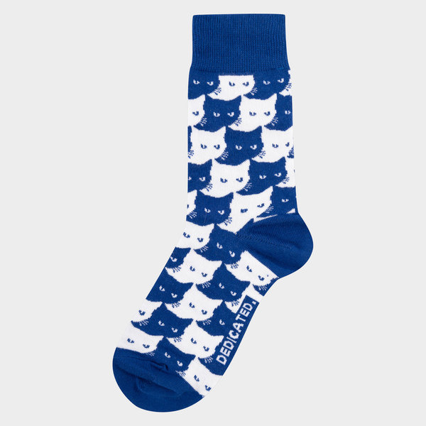 DEDICATED Pepita Cats Socken - Sodalite Blue
